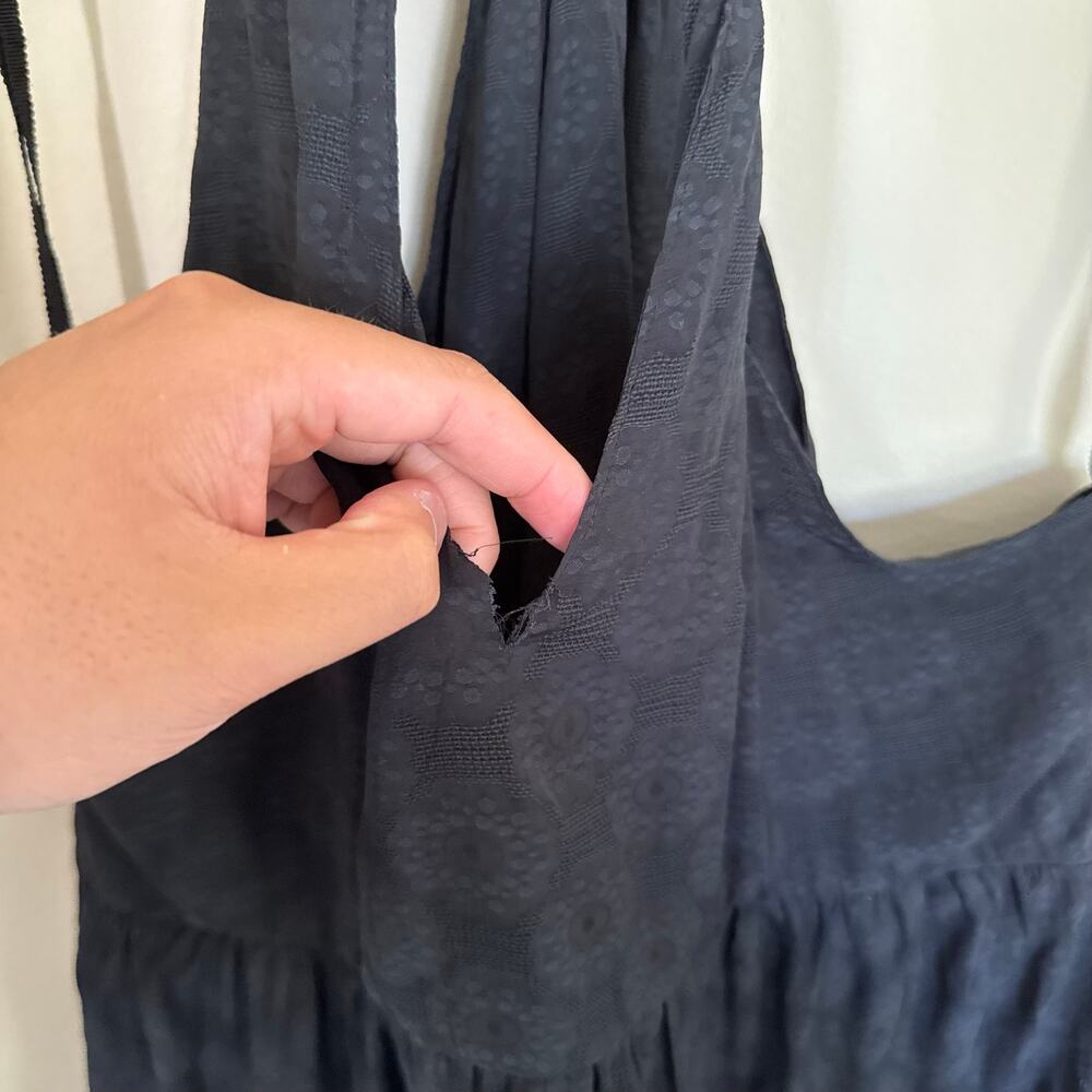 Anthropologie Satin Like Floral Tiered Flowy Lavina Blouse Summer Boho Preppy- L - Picture 9 of 13